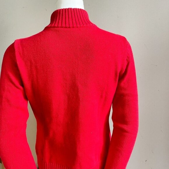 Lauren Ralph Lauren Petite Red Cotton Mock  Neck Crest Detail Pullover S - Picture 5 of 8
